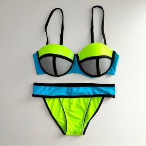 Two Piece Bikini Set Neon Medium Size